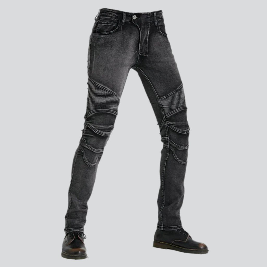 Protective grey men biker jeans