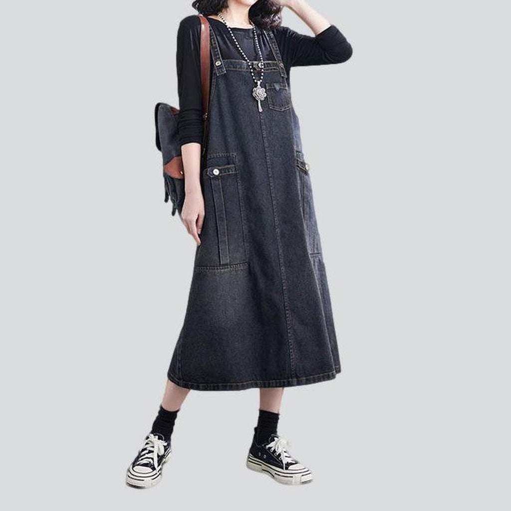 Denim dress with cargo pockets