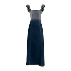 Long sleeveless women denim dress