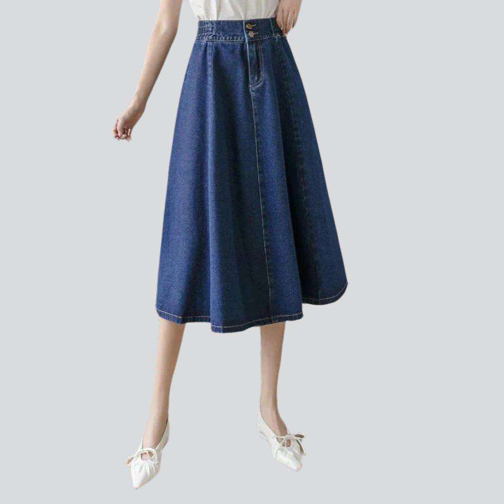 Elegant denim skirt with rubber