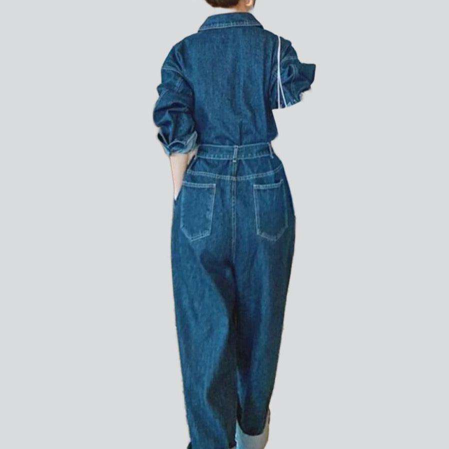 Medium wash baggy denim overall