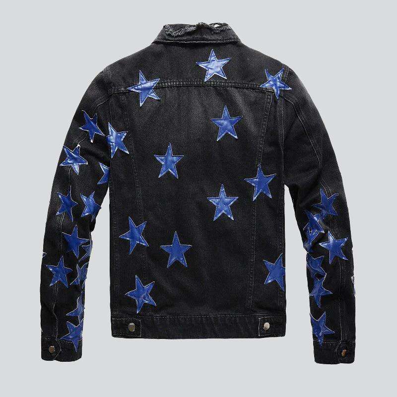 Blue stars black denim jacket