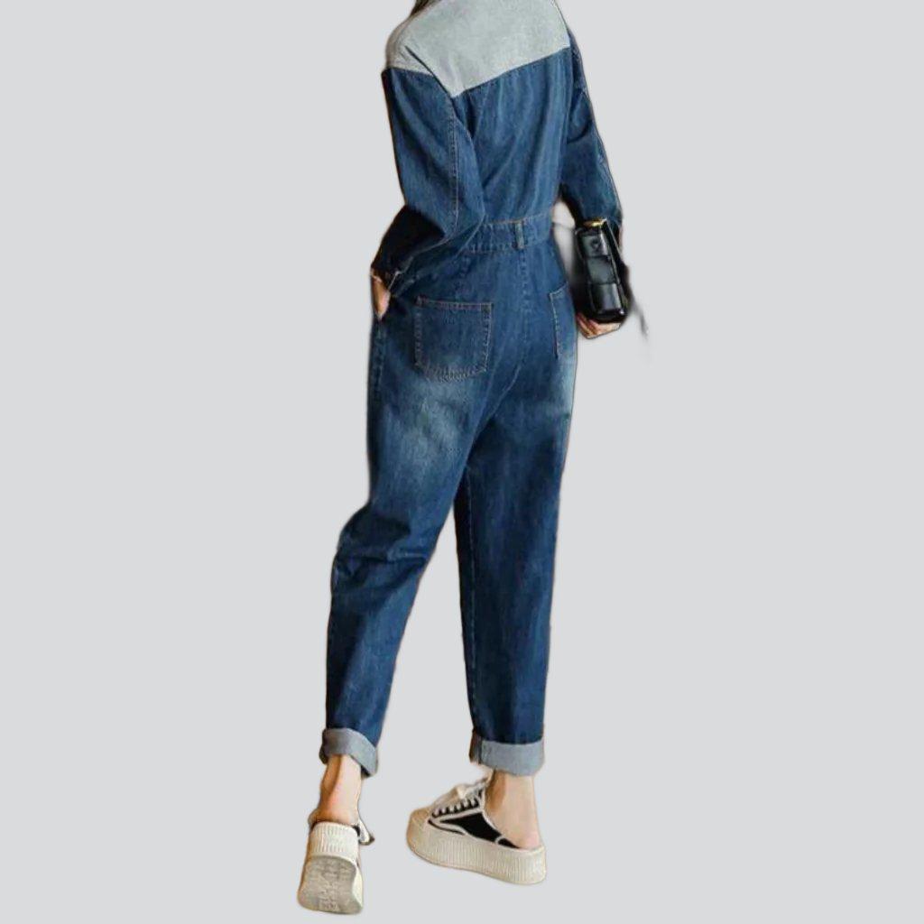 Two-color baggy women overall