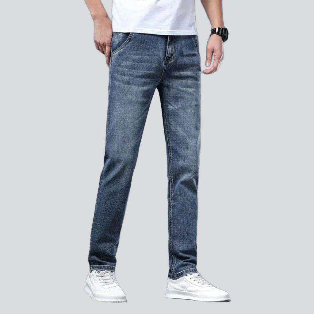 Diagonal pocket men slim jeans