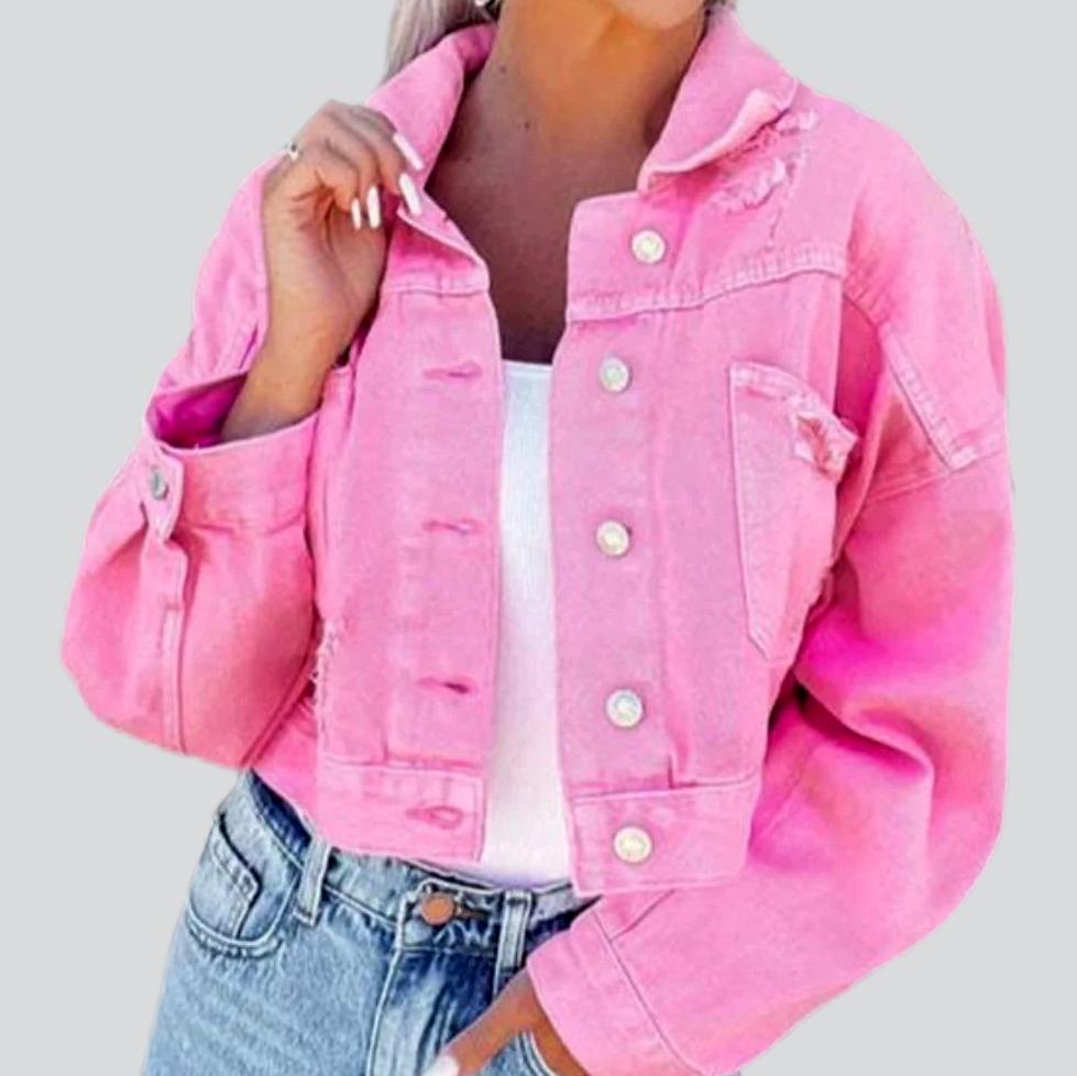 Jeansjacke für Damen mit Rissen