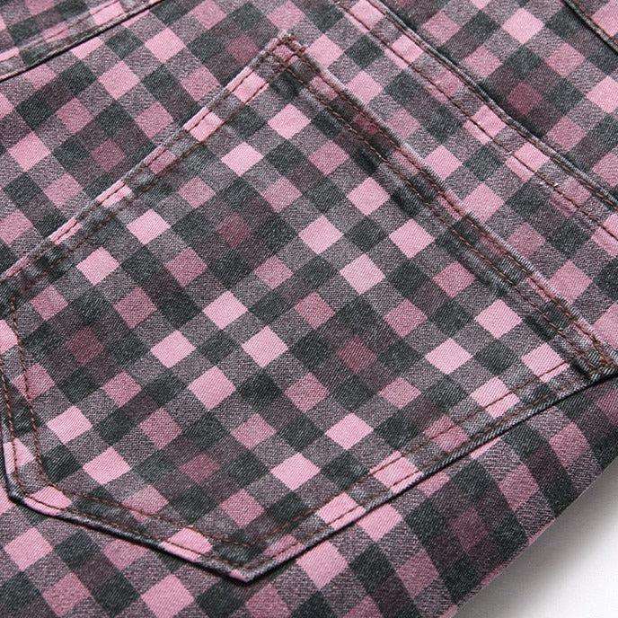 Checkered violet men jeans