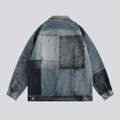 Dunkle Patchwork-Jeansjacke für Herren