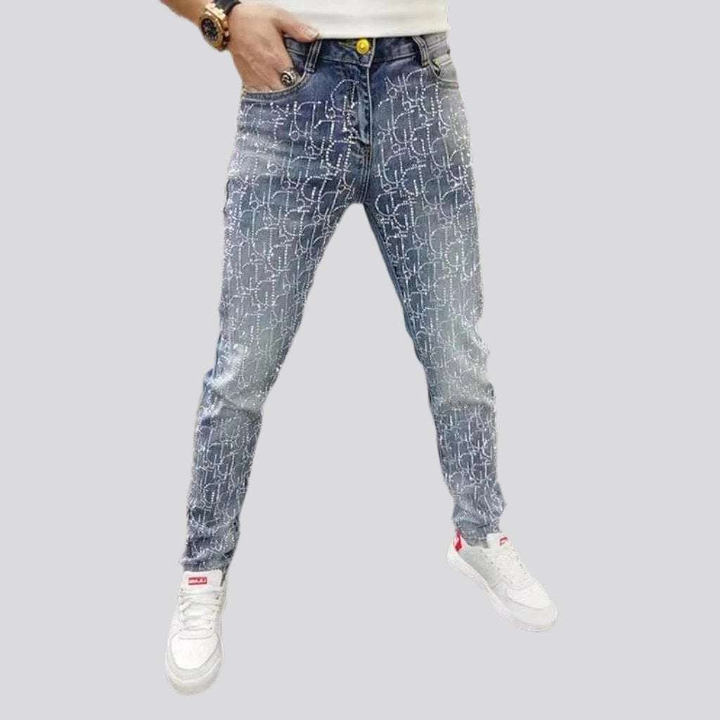 Mid-waist men slim jeans