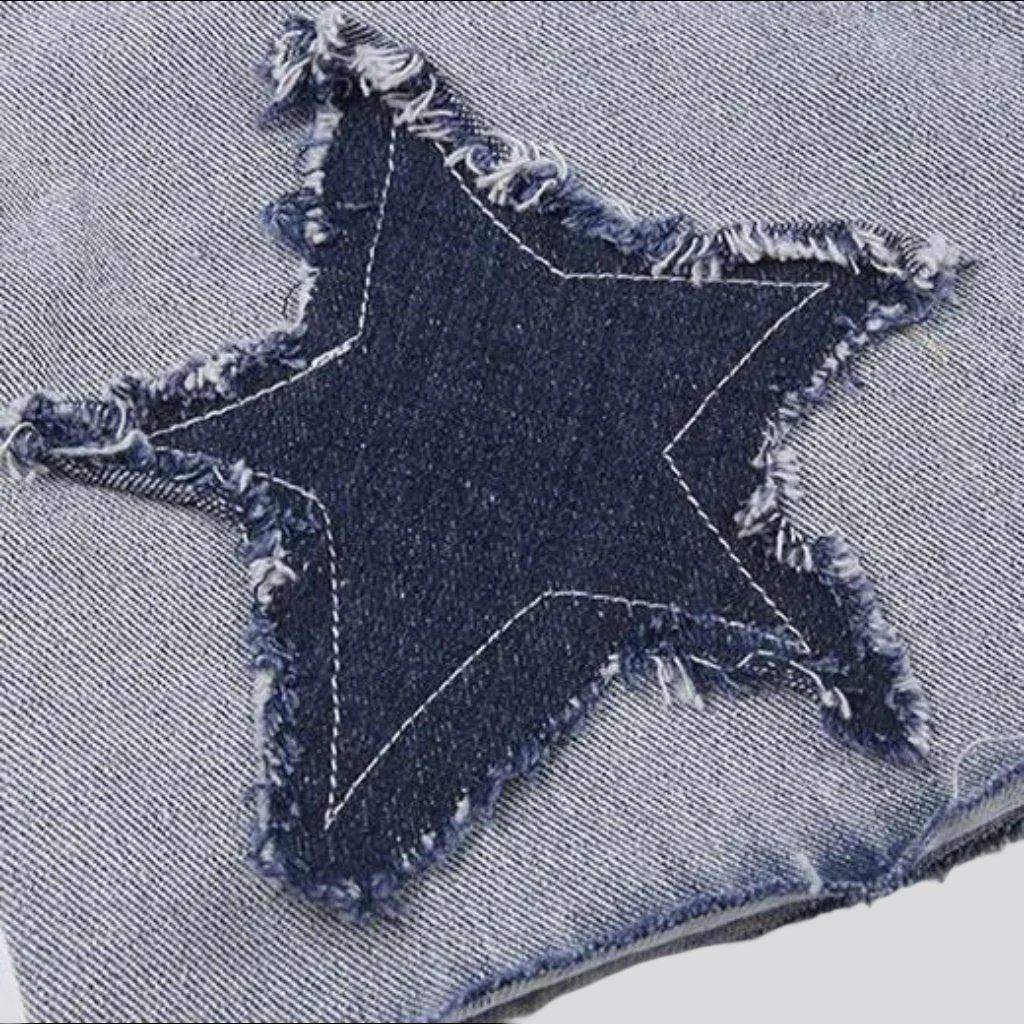 Stars embroidery short jean skirt