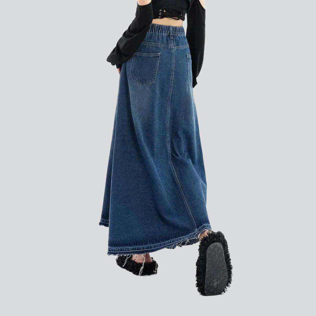 A-line flared denim skirt