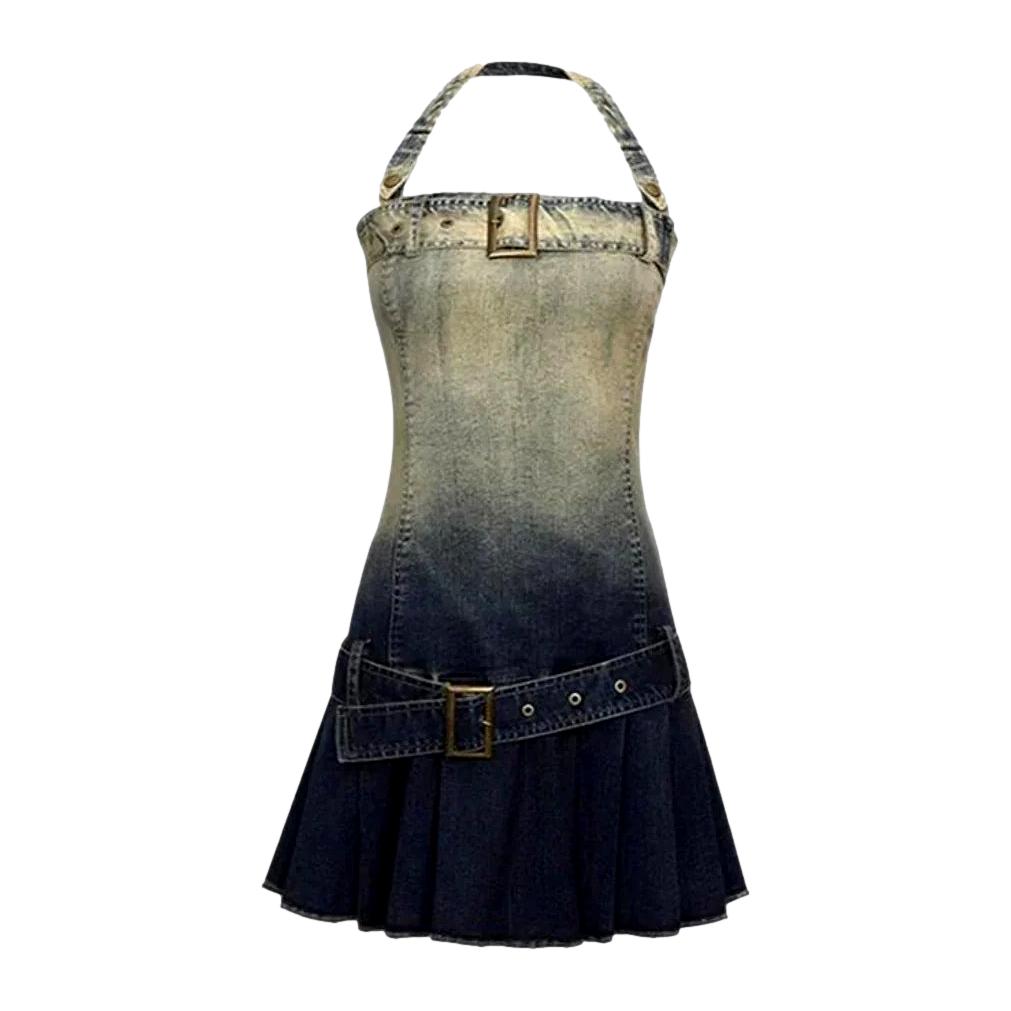 Vintage mini women denim dress