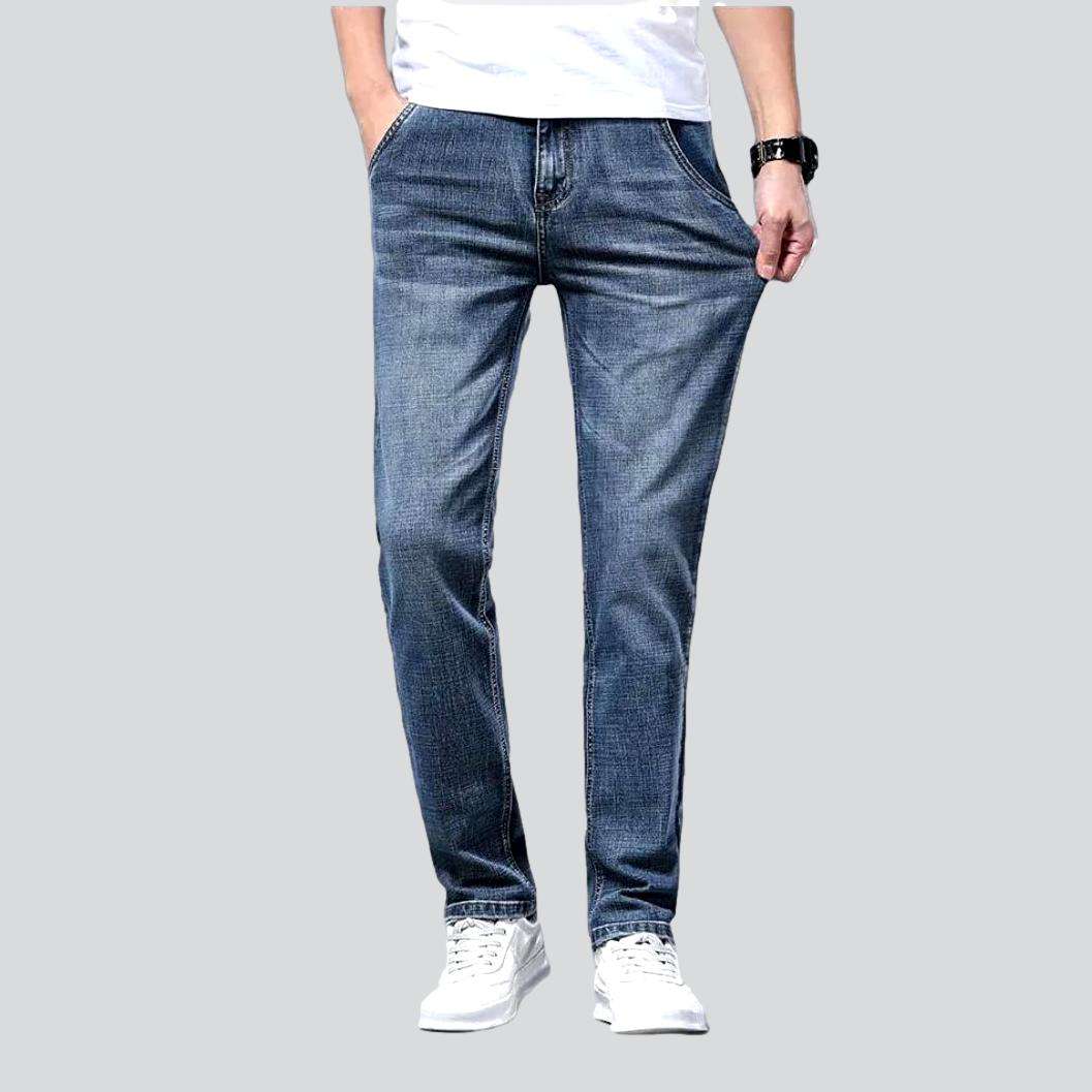 Diagonal pocket men slim jeans