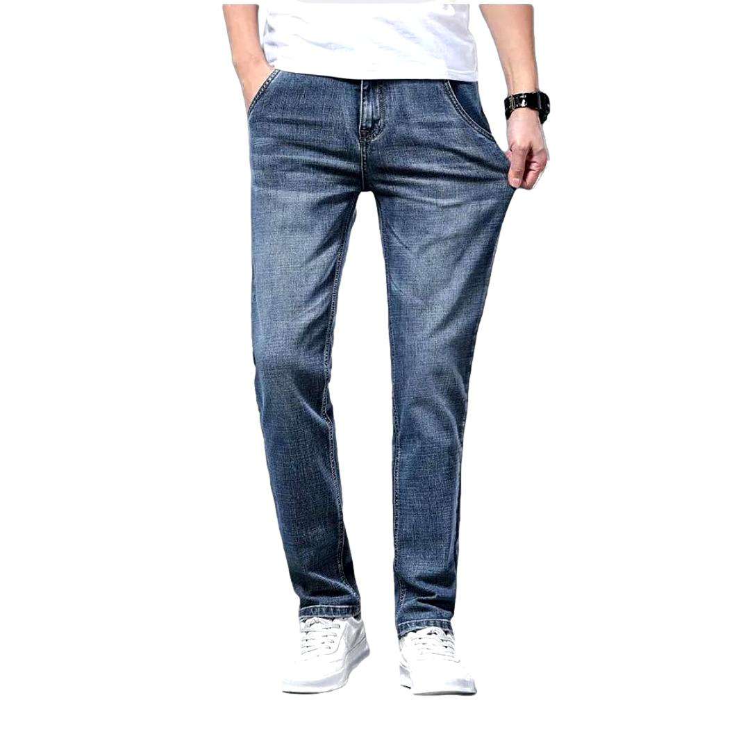 Diagonal pocket men slim jeans