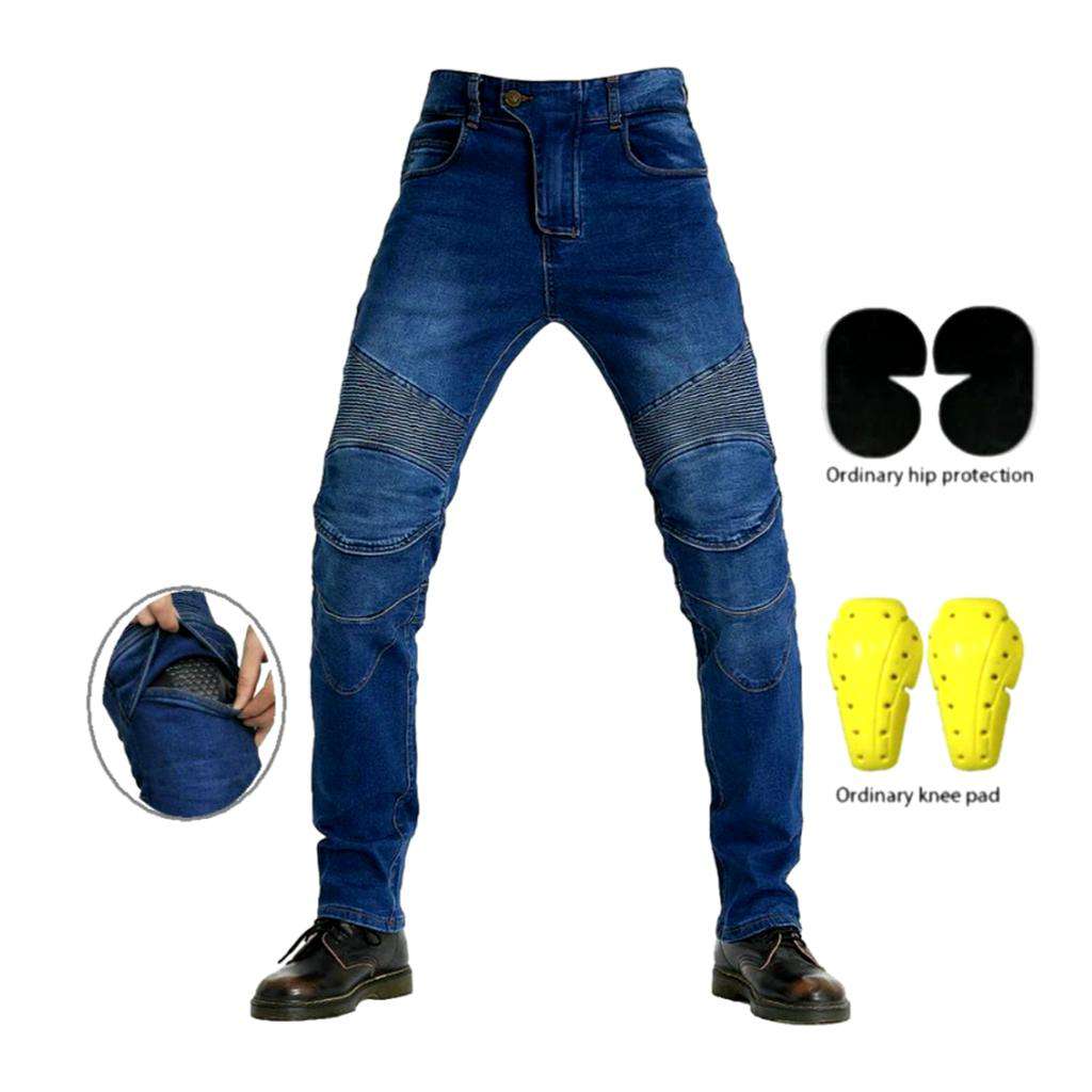 Elastic blue men biker jeans