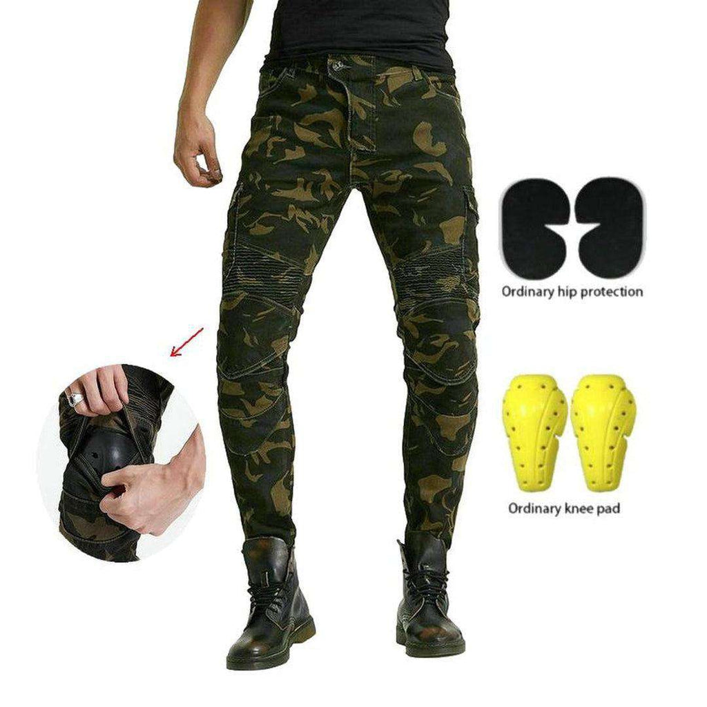 Camouflage men biker denim pants