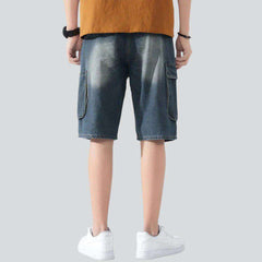 Dark cargo men denim shorts