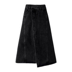 Asymmetric a-line women denim skirt