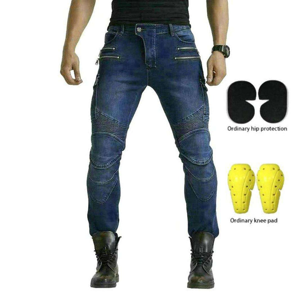 Dark blue men biker jeans