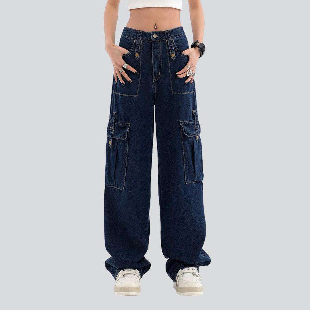 Marineblaue Cargo-Baggingjeans für Damen