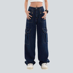 Marineblaue Cargo-Baggingjeans für Damen