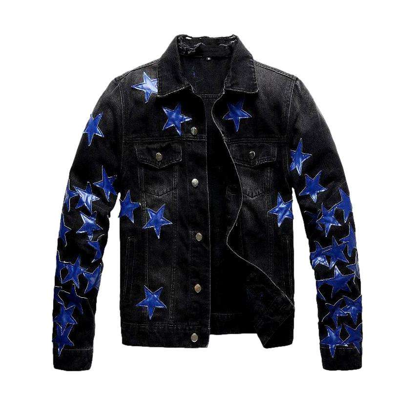 Blue stars black denim jacket