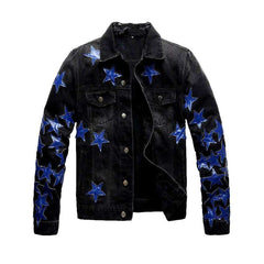 Chaqueta vaquera negra con estrellas azules