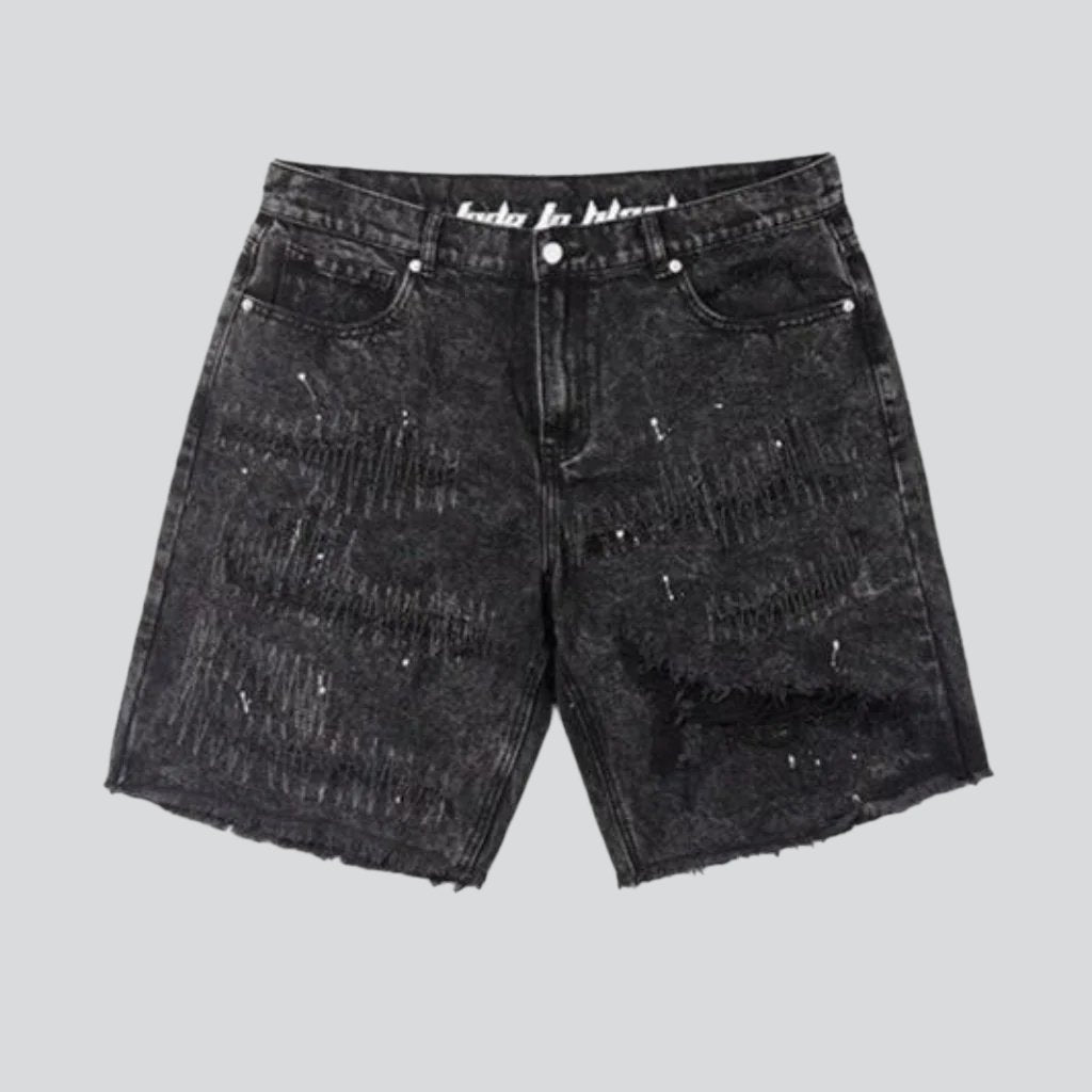 Bemalte Baggy-Shorts im Used-Look