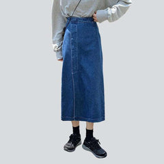 Casual women long denim skirt