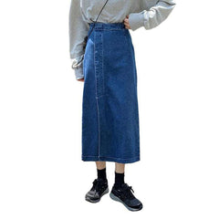 Casual women long denim skirt