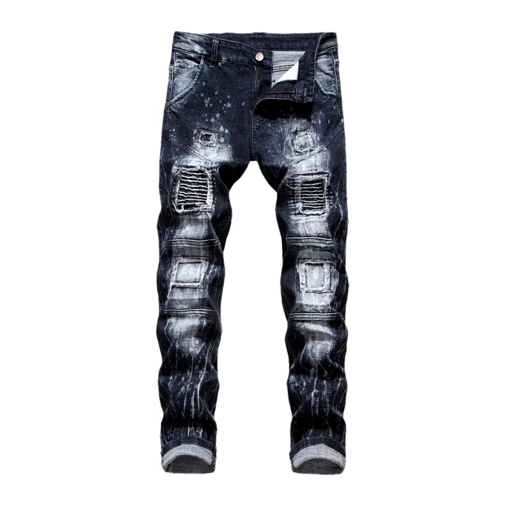 Patched jeans for young men