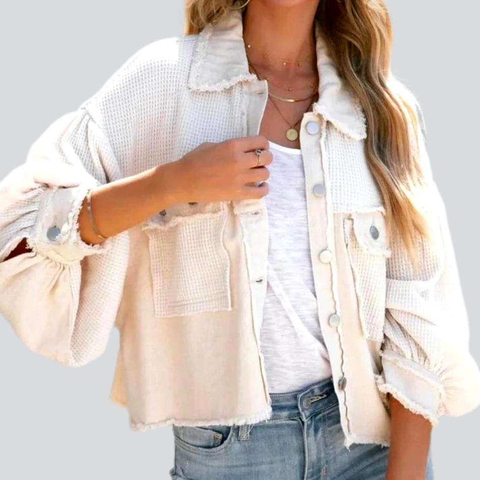 Layered cropped denim jacket