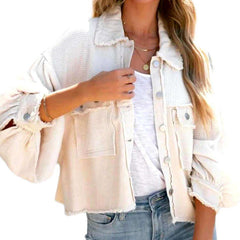 Layered cropped denim jacket