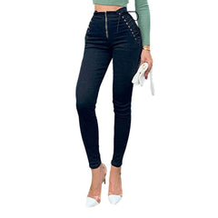 Women skinny jeans with drawstrings