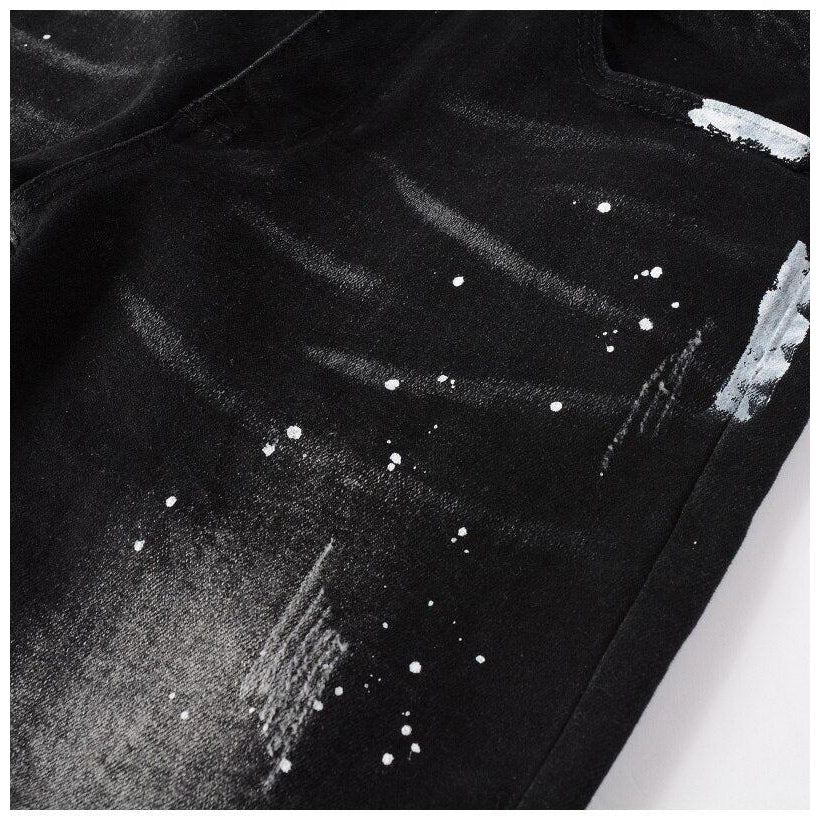 White paint splatters men jeans