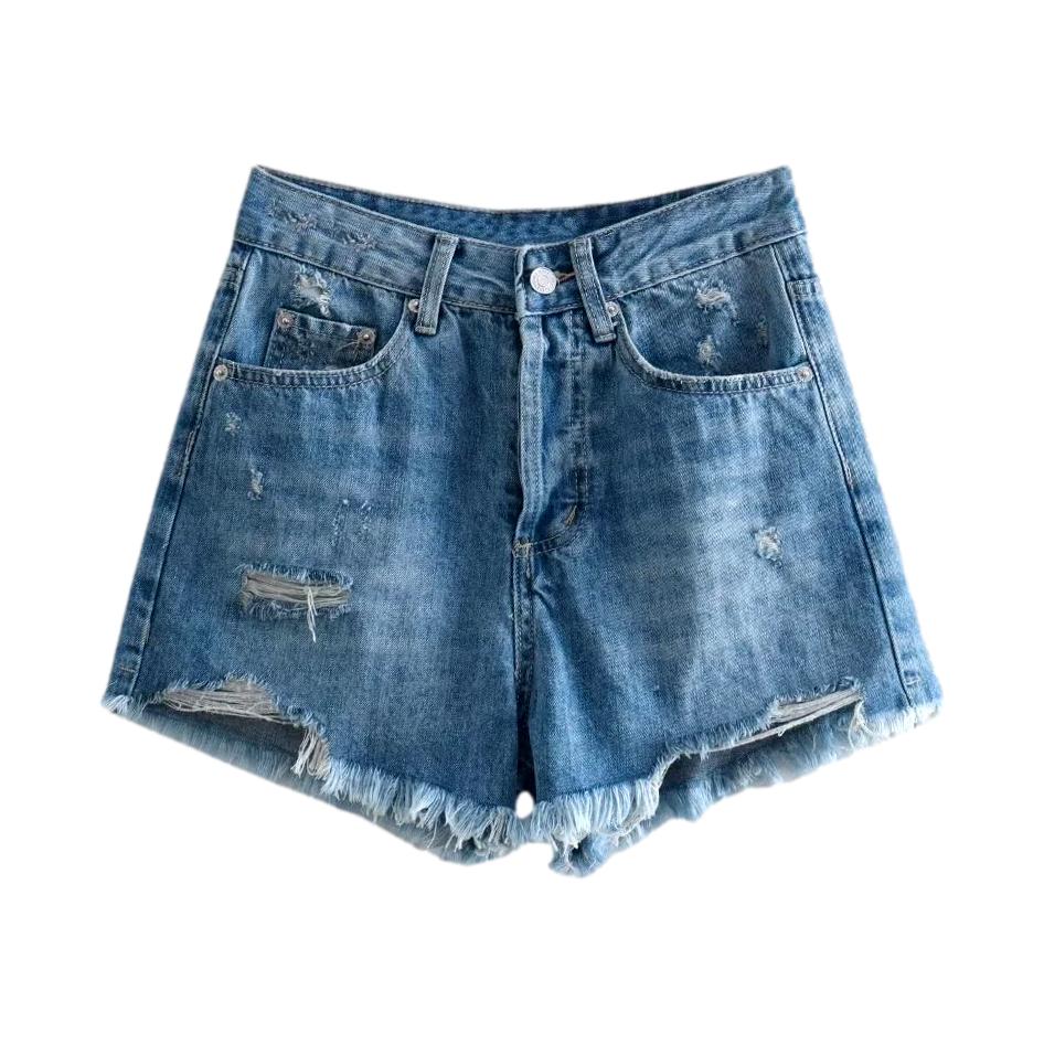 Urban Straight Jeansshorts im Distressed-Look