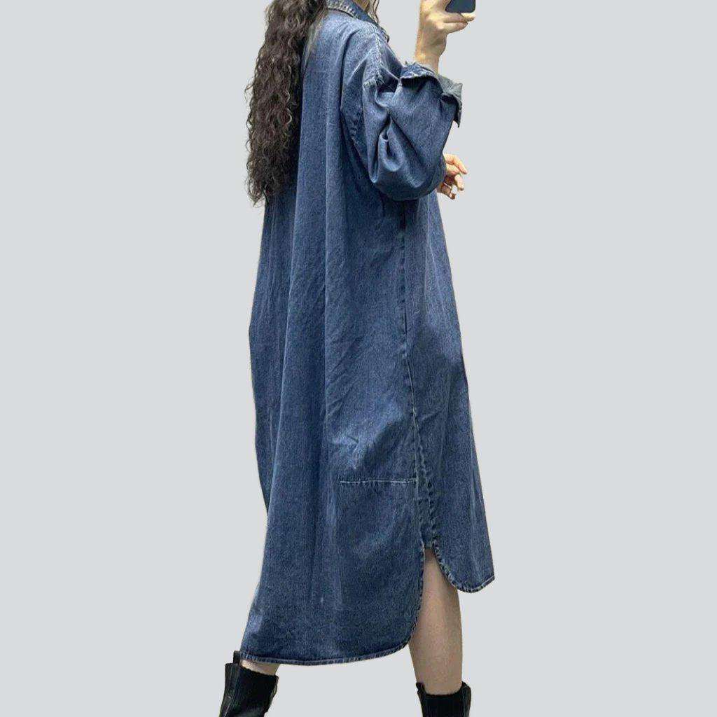 Long urban shirt denim dress