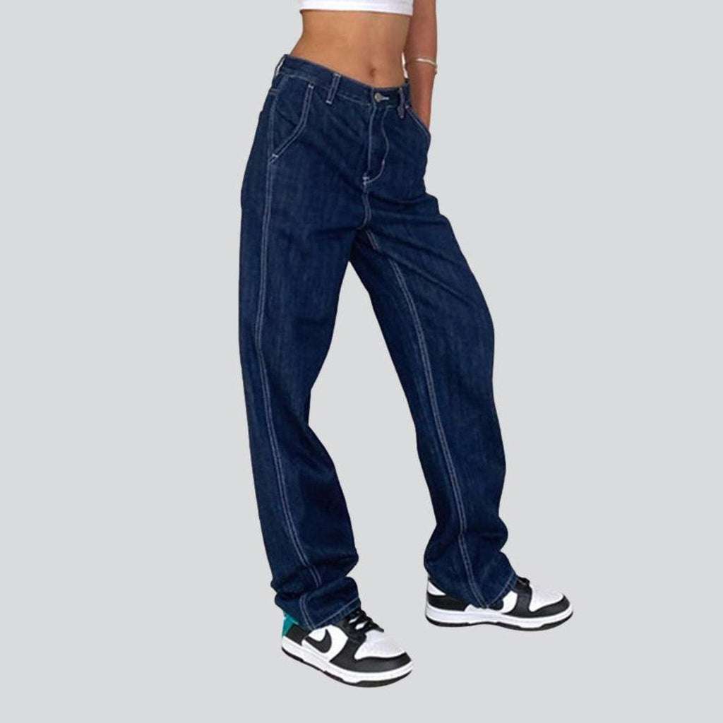 Baggy-Jeans mit Kontrastnähten für Damen