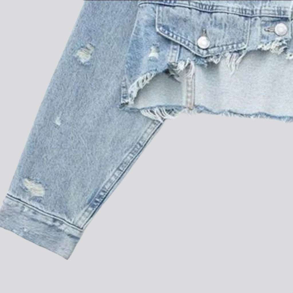 Cropped front short denim jacket