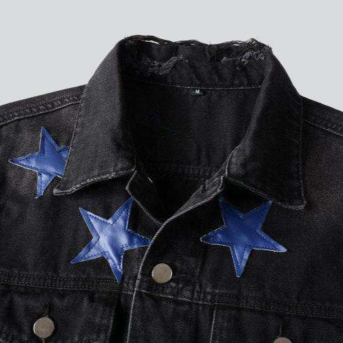 Blue stars black denim jacket