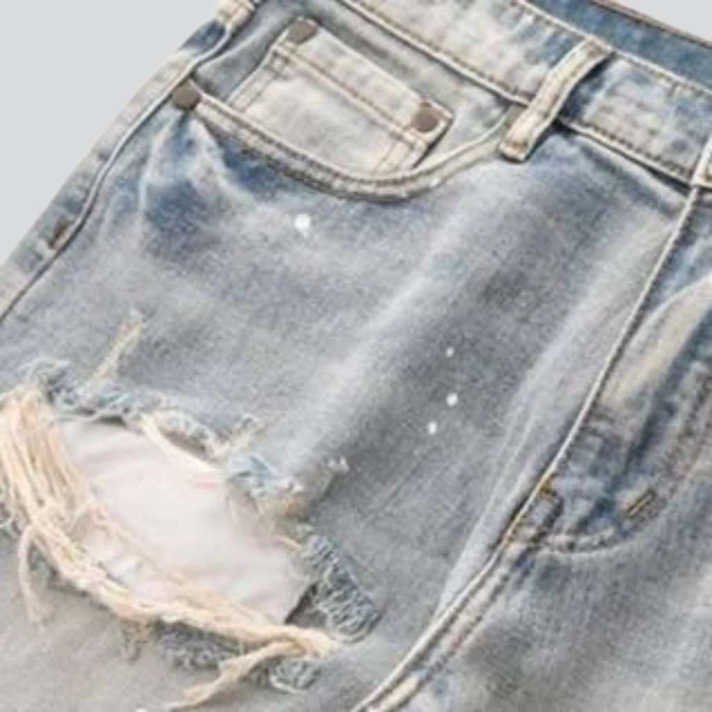 Distressed baggy men denim shorts