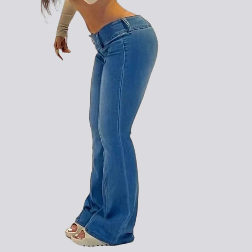 Double waistline front seams jeans for women
