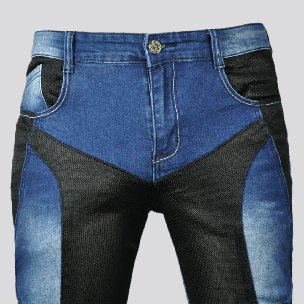 Color protective men moto jeans