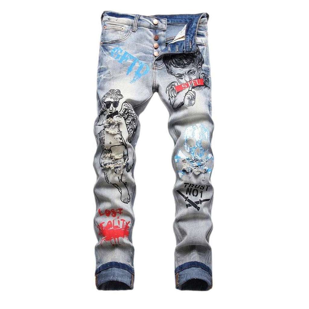 Graffiti-painted men jeans