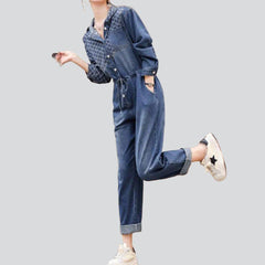 Ornament print women denim overall