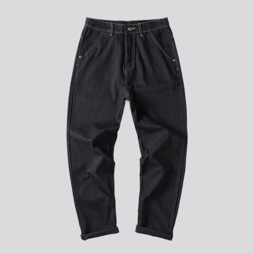 Mid-waist stonewashed jeans for men