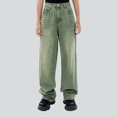 Pale green women baggy jeans