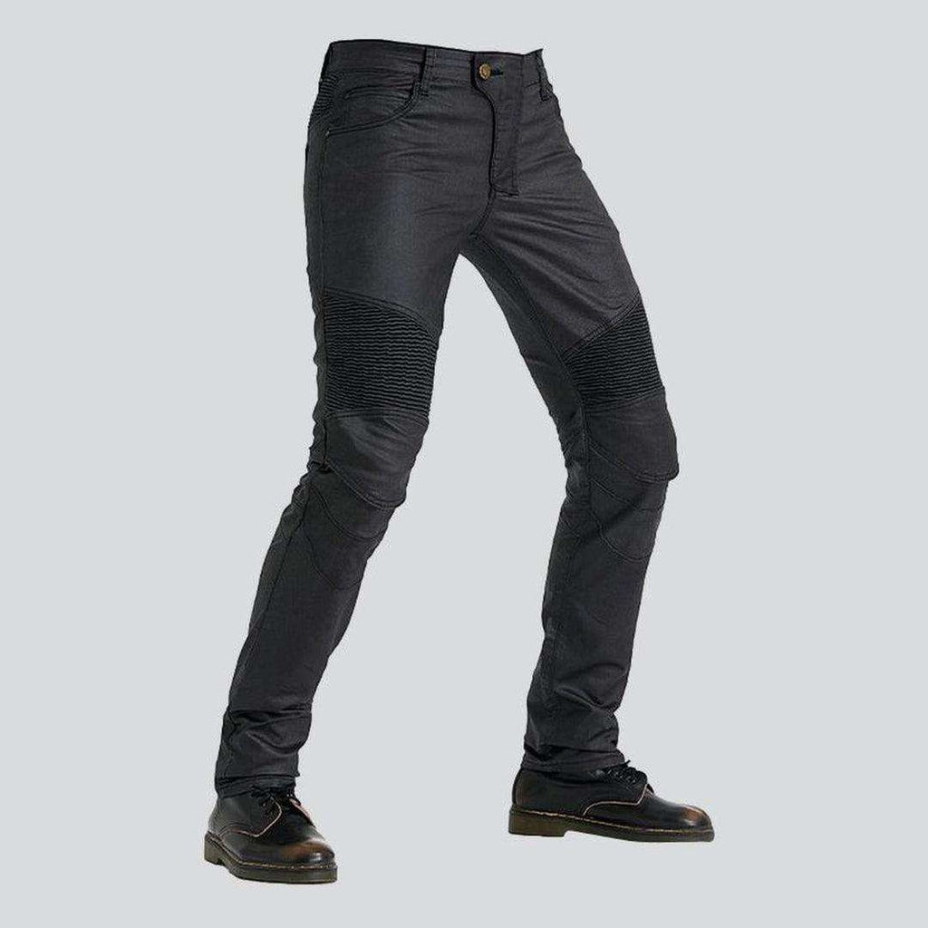 Coated denim men biker jeans