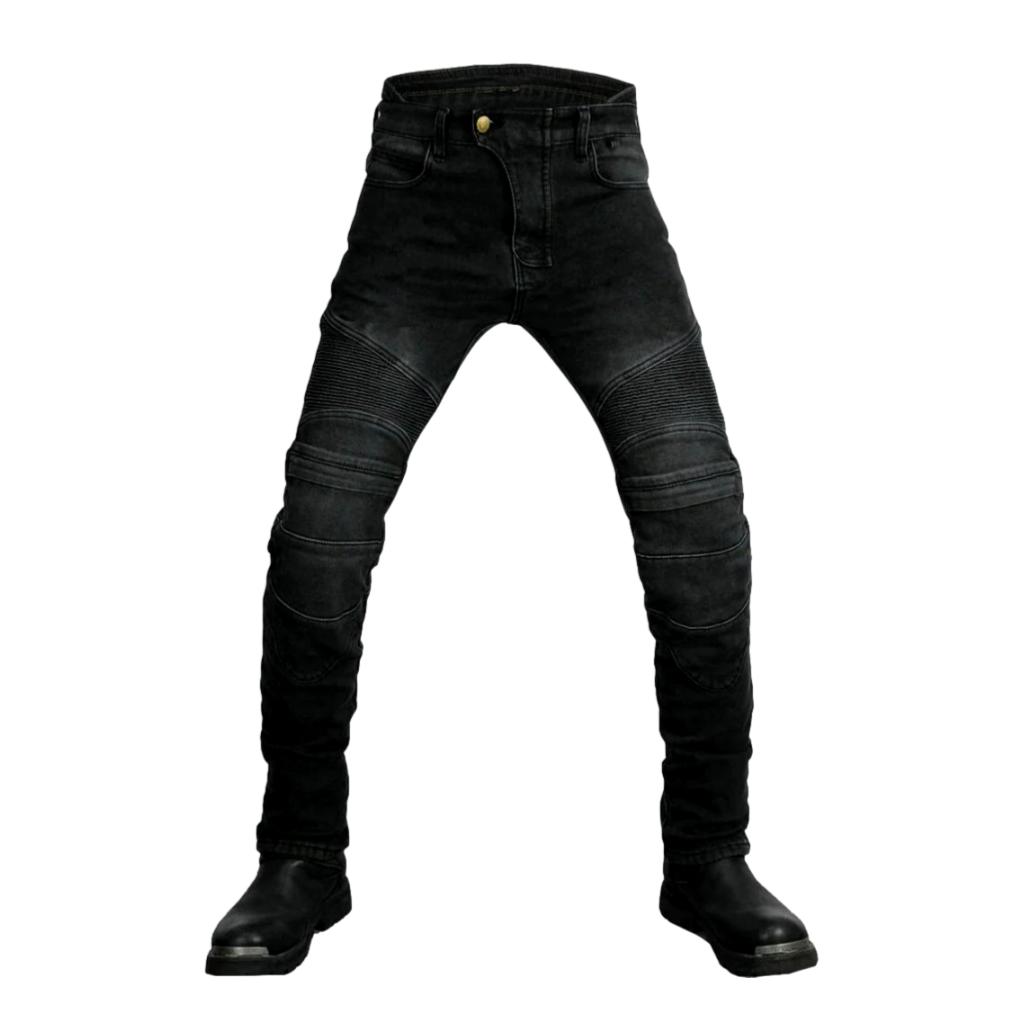 Slim mid-waist motorcycle jeans for men