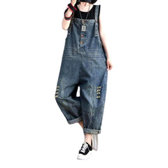 Vintage whiskered women denim jumpsuit