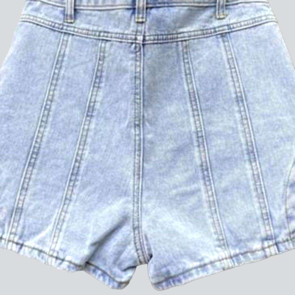 Layered light wash denim skort